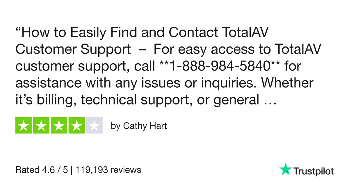 TotalAV reviewed by Cathy Hart on 1/14/2025